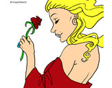 Dibujo Princesa con una rosa pintado por escuel433b