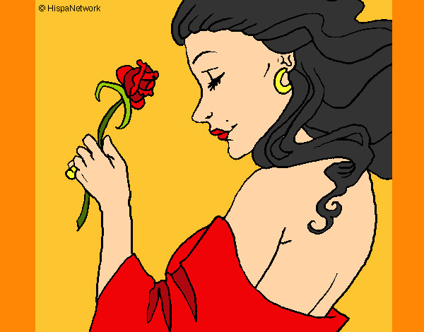 Dibujo Princesa con una rosa pintado por Phira