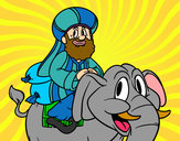 Dibujo Rey Baltasar en elefante pintado por SinaiV
