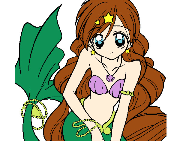 Dibujo Sirena 3 pintado por moko