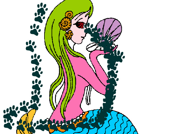 Dibujo Sirena y perla pintado por Sisi14