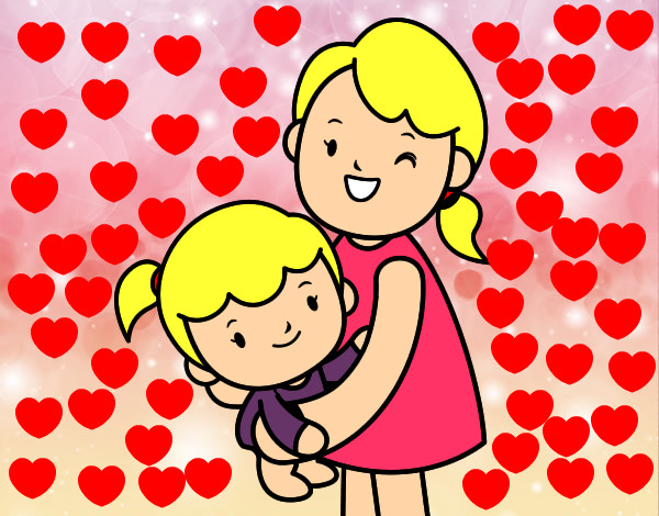 Dibujo Abrazo con mamá pintado por amaral