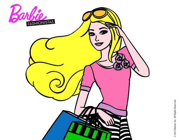 Dibujo Barbie con bolsas pintado por mica10