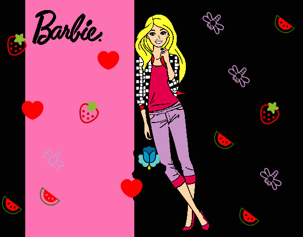 Dibujo Barbie con cazadora de cuadros pintado por gamergirl