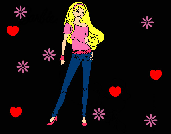 Dibujo Barbie con look moderno pintado por gamergirl