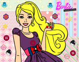 Dibujo Barbie con su vestido con lazo pintado por amaral