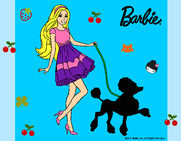 Dibujo Barbie paseando a su mascota pintado por gamergirl