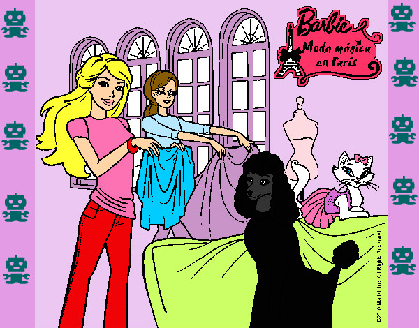 Dibujo Barbie y su amiga mirando ropa pintado por gamergirl