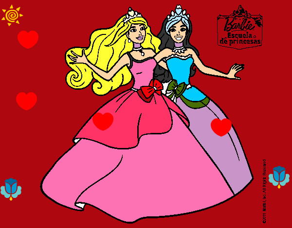 Dibujo Barbie y su amiga súper felices pintado por 1laca