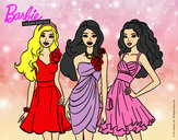 Dibujo Barbie y sus amigas vestidas de fiesta pintado por gabi012345