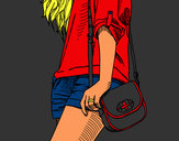 Dibujo Chica con bolso pintado por JoneBilbao
