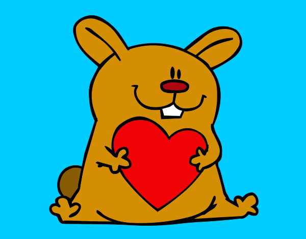 Dibujo Conejo con corazón pintado por RUBE0YU