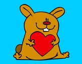 Dibujo Conejo con corazón pintado por RUBE0YU