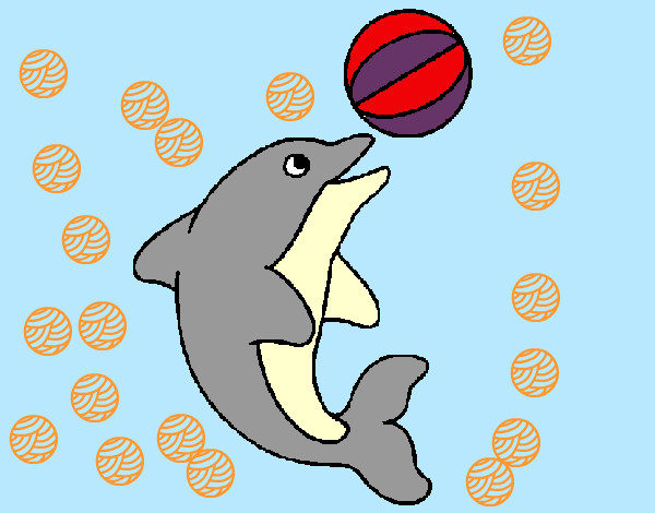 Dibujo Delfín jugando con una pelota pintado por DEJUKT