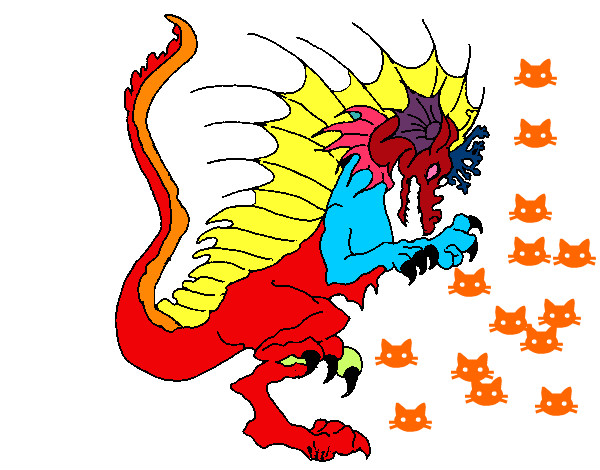 Dibujo Dragón sacando las garras pintado por natic