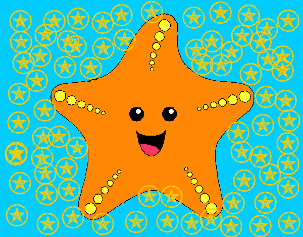 Dibujo Estrella de mar 1 pintado por lista