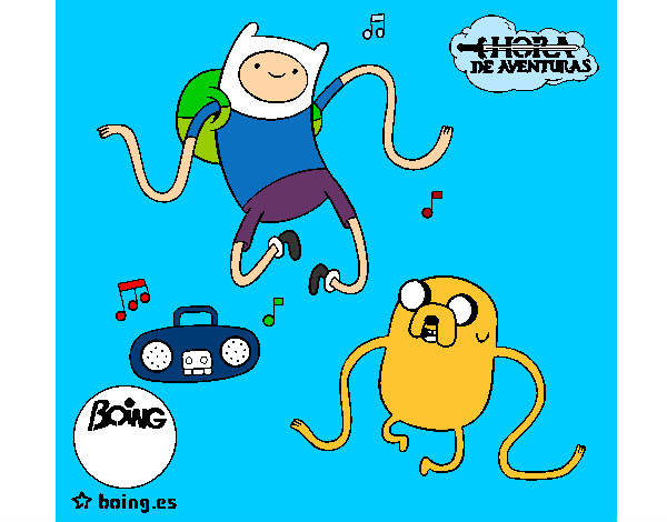 Dibujo Finn y Jake escuchando música pintado por BYTM