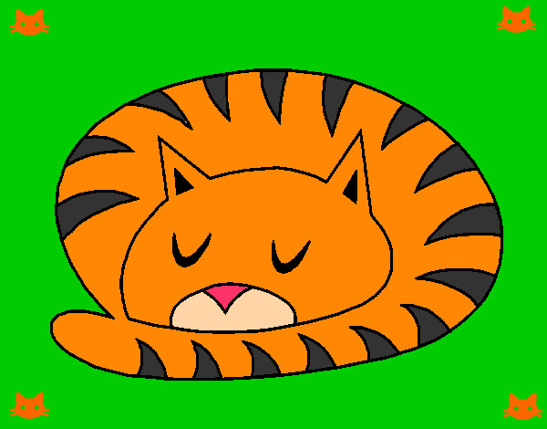 Dibujo Gato durmiendo pintado por lista