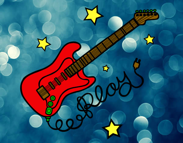 Dibujo Guitarra y estrellas pintado por heber123