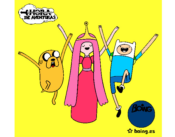 Dibujo Jake, Princesa Chicle y Finn pintado por mayracool