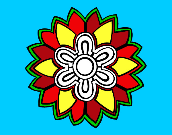 Dibujo Mándala con forma de flor weiss pintado por escarlita