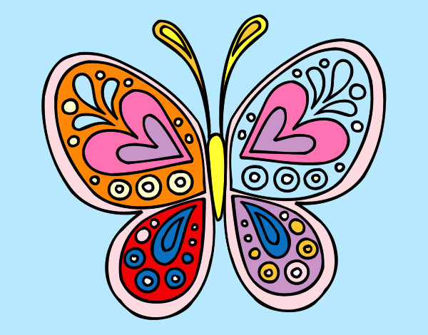 Dibujo Mandala mariposa pintado por Cady