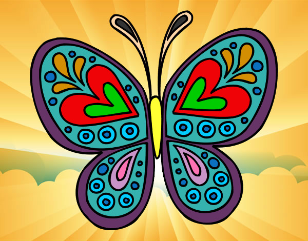 Dibujo Mandala mariposa pintado por letycortez