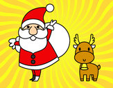 Dibujo Papá Noel y un reno pintado por paloma05