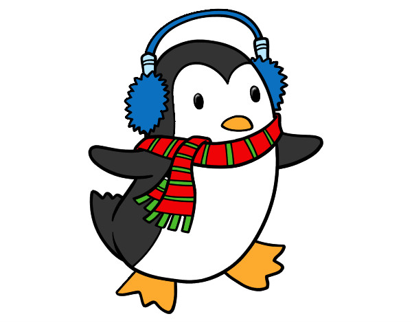 Dibujo Pingüino con bufanda pintado por paolakarla