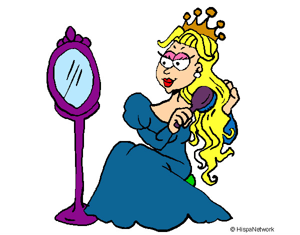 Dibujo Princesa y espejo pintado por lau_15