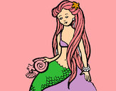 Dibujo Sirena con caracola pintado por yosli