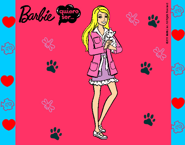 Dibujo Barbie con un gatito pintado por gamergirl