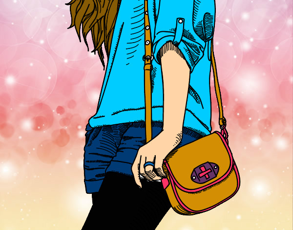 Dibujo Chica con bolso pintado por meryk