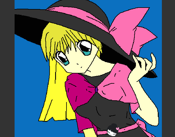 Dibujo Chica con sombrero pamela pintado por Crystal25