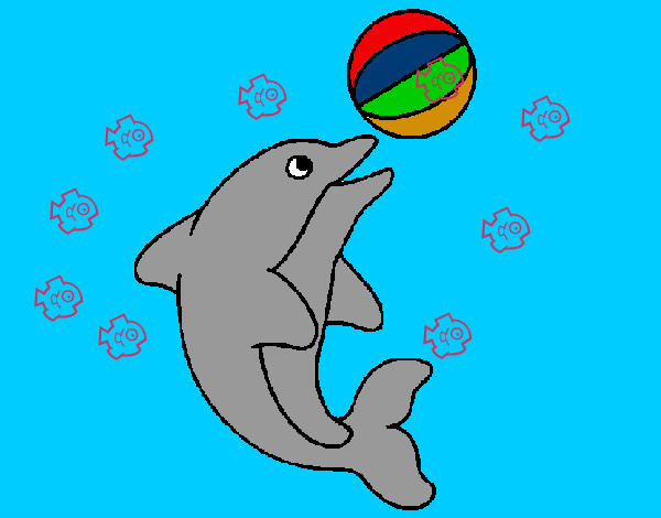 Dibujo Delfín jugando con una pelota pintado por rgbp