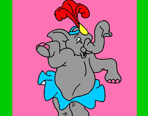 Dibujo Elefante bailando pintado por vickymp