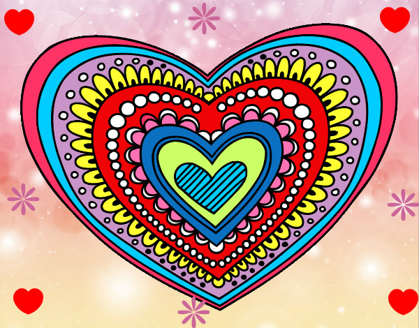Dibujo Mandala corazón pintado por letycya