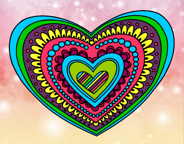 Dibujo Mandala corazón pintado por meryk