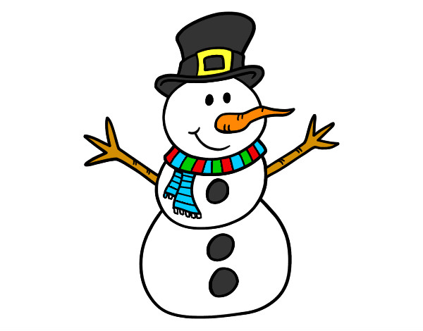 Dibujo Muñeco de nieve con sombrero pintado por tizi2014
