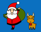 Dibujo Papá Noel y un reno pintado por amalia
