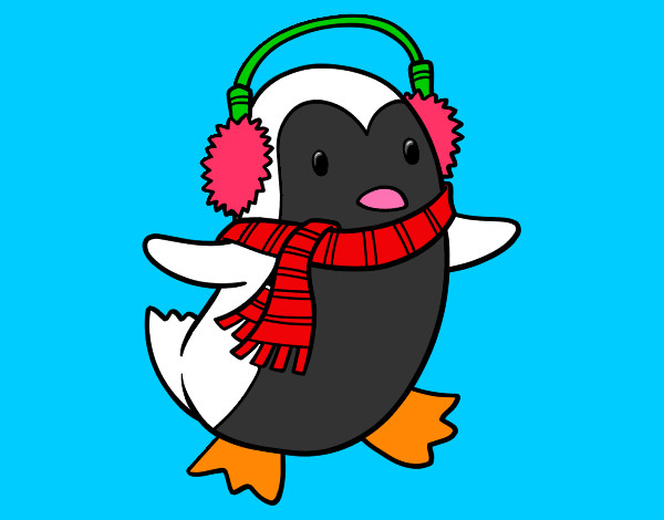 Dibujo Pingüino con bufanda pintado por 132p