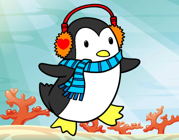 Dibujo Pingüino con bufanda pintado por scarletm