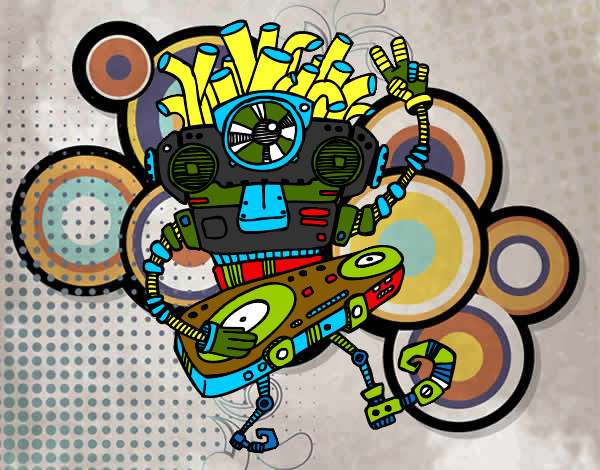 Dibujo Robot DJ pintado por lamuerte