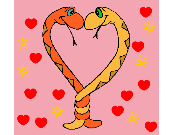 Dibujo Serpientes enamoradas pintado por primorosa