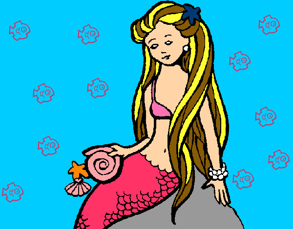 Dibujo Sirena con caracola pintado por carmenluna