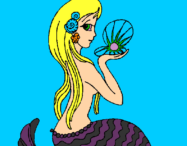 Dibujo Sirena y perla pintado por luna280