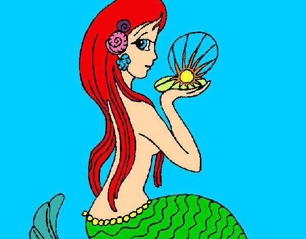 Dibujo Sirena y perla pintado por vickymp
