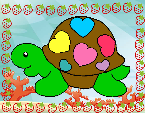 Dibujo Tortuga con corazones pintado por Bell123