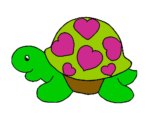 Dibujo Tortuga con corazones pintado por valeoli