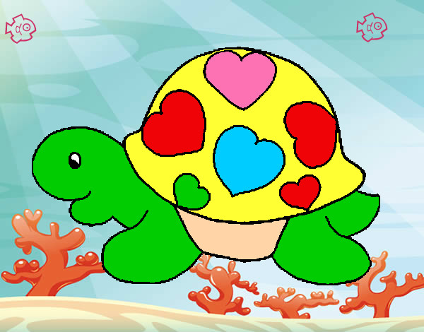 Dibujo Tortuga con corazones pintado por vickymp